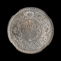 1940(B) India 1/4 Rupee Silver GRADED Coin - MS63