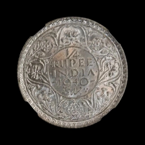 1940(B) India 1/4 Rupee Silver GRADED Coin - MS63