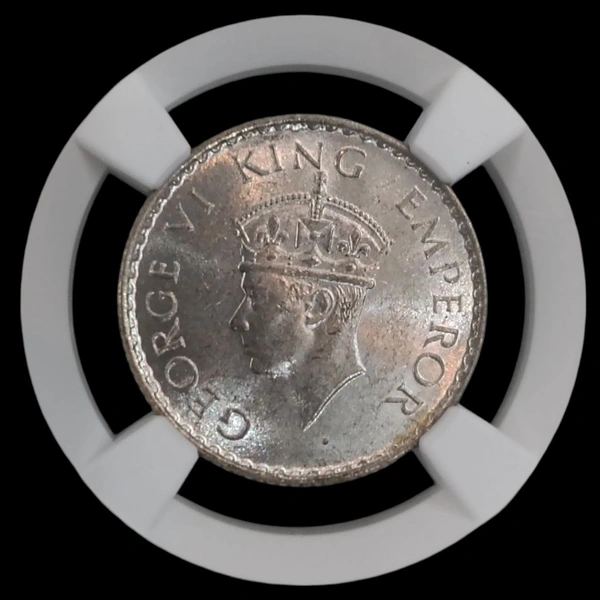 1940(B) India 1/4 Rupee Silver GRADED Coin - MS63