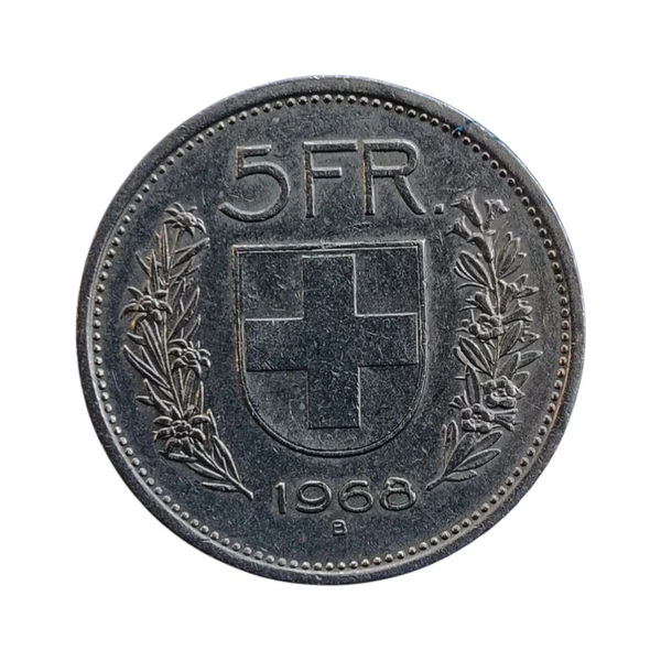 1968 Switzerland 5 Francs Coin