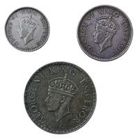 1940 - Set of 3 Silver Coins - George 6th King - 1/4 , Half & 1 Rupee Set - British Indian Collections