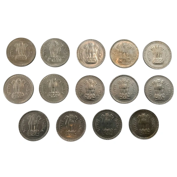 1975 to 1982 1 Rupee UNC Coins - Both Yearwise & Mintwise Set of 14 Coins