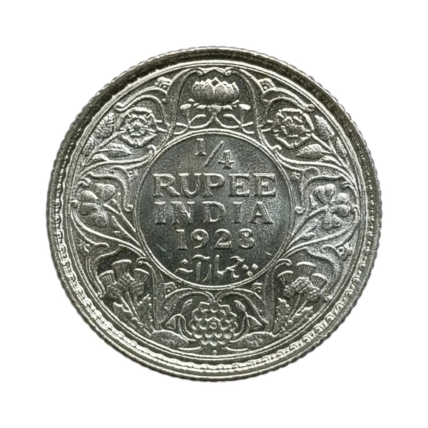 1928 1/4 Rupee Silver Coin - George 5th King - GEM UNC 💎 - Scarce Coin