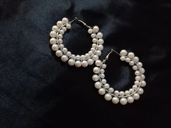 Spk Queen's Special With Pearl Hoop Earrings - Silver, Standard, Get Free Luxury Scrunchie