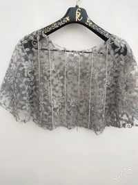 Spk Sarwoski Embroidered Luxury cape - Dry Clean Only, Mercury, Get Luxury Scrunchie As Gift!