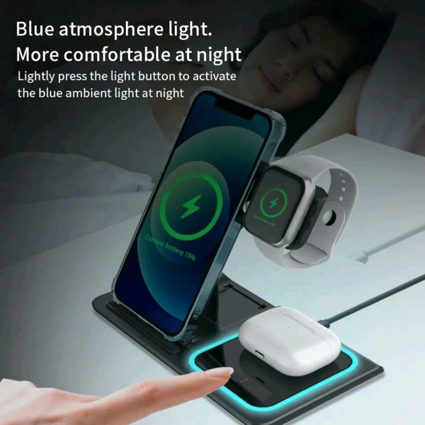 2025 Hot Sale Multi Functional 15w Foldable Wireless Phone Charger 3 in 1 Station Holder for iPhone for Samsung for

Apple Watch