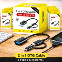 2 in 1 OTG Cable ( Type-C & Micro-V8 ) With Box Packaging