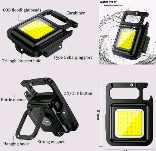 Cob Rechargeable Metal Keychain Light