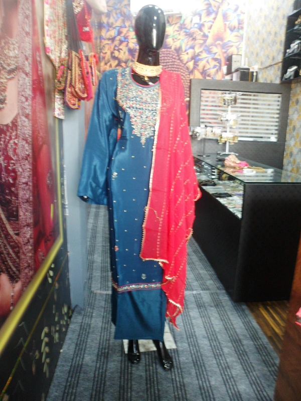 Creap Fabric Embroidered Suit Semi stitched - 6