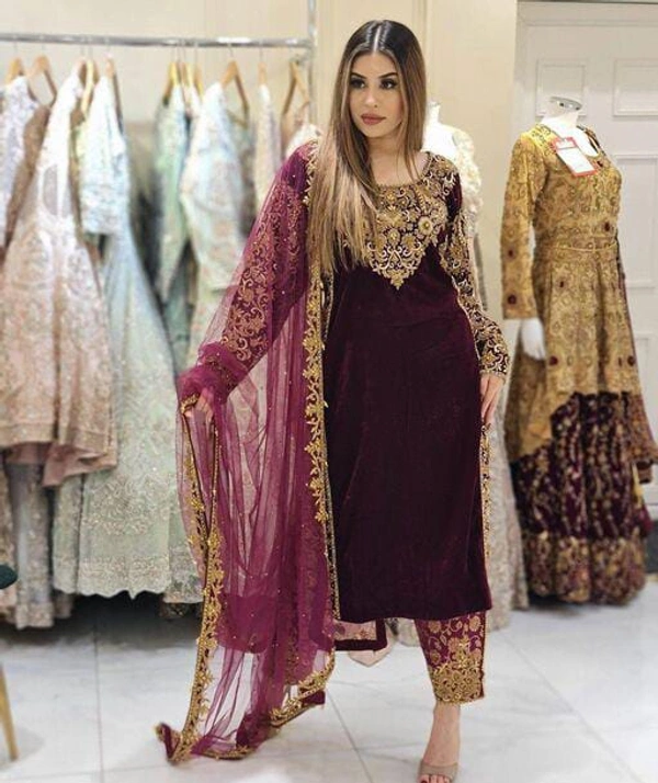 EMBROIDERY WORK TOP-PLAZZO WITH  DUPATTA SeT 