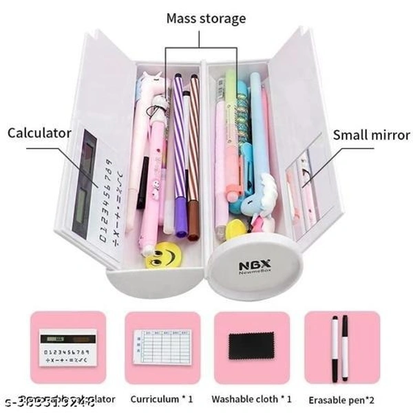 Latest Pencil Box For Girls Kids Multi-Function Pencil Case With Calculator, White Board, Marker & Storage,School Box For Girls Compass Accessories