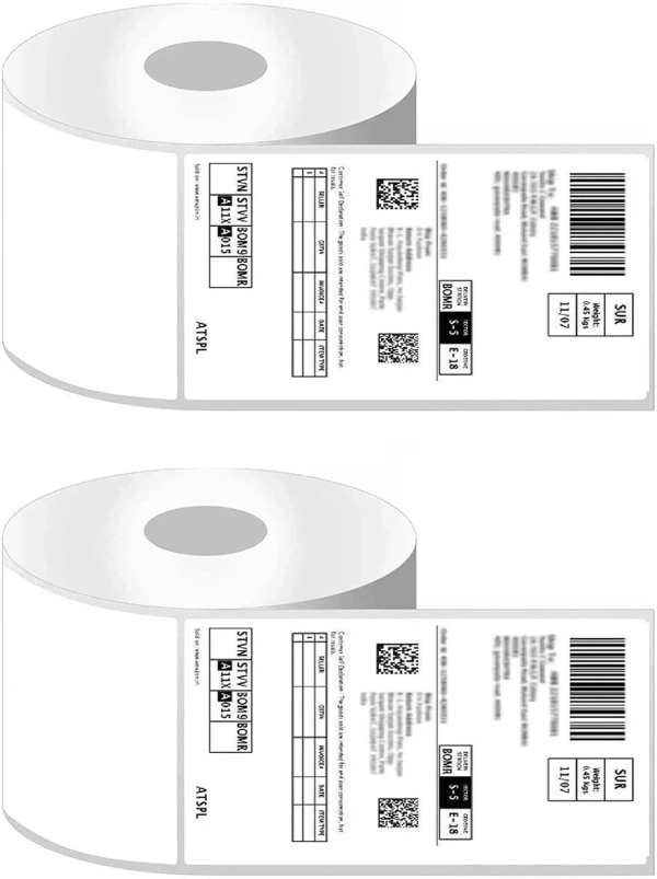 100mm x 150mm Direct Thermal Shipping Labels, 4"x 6" Sticker Rolls, 400 Labels per Roll, Strong Adhesive, Barcode Compatible for E-Commerce Couriers - Pack of 1 (400 Labels) - PACK OF 2