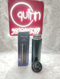 stainless Steel Water Bottle With Led Temperature Display, Double Wall Vacuum Insulated Water Bottle (Pure Black), 500 ML