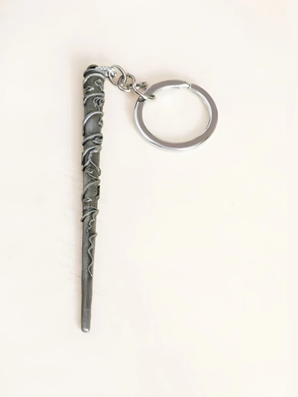 Textured Metal Harry Potter Wand Key Chain
