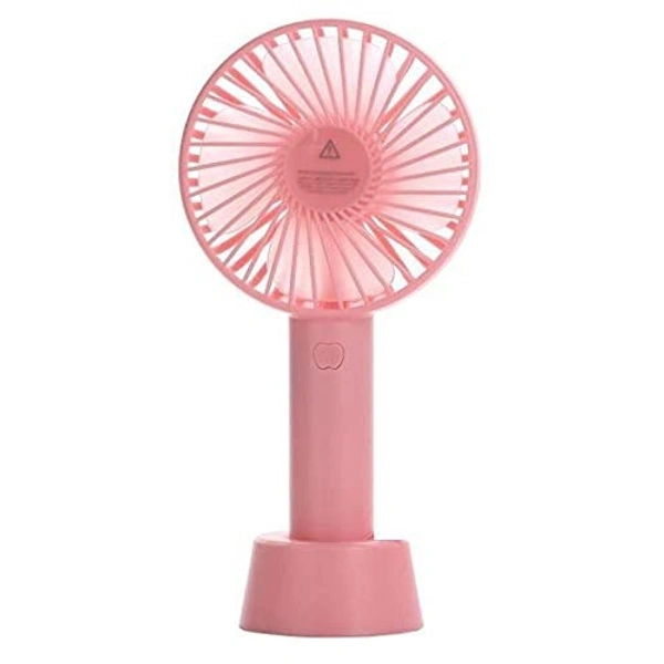 Portable Handheld Hand Mini USB/Battery Operated Adjustable High Speed Rechargeable Fan SS2 for Home, Travel, Bedroom, Car & Office with Stand and Free Battery (Random Colour)