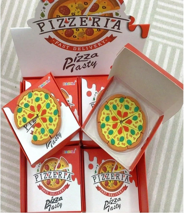 Pizza Slice Shaped Novelty Erasers for Children, Kids School Home Work - Fun Food Design, 7-Piece Slice Each 3 * 3 cm