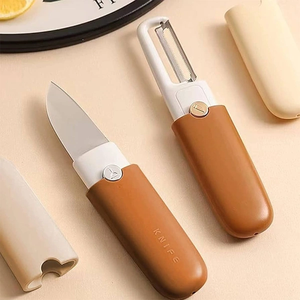 Knife Kitchen Knife Peeler Portable Knife for Fruit 2 in 1 Knife and Peeler for Kitchen Travel Knife with case Stainless Steel Bled