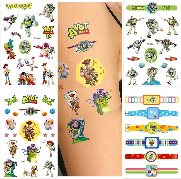 Temporary Tattoo for Kids 8 Sheets Waterproof Temporary Tattoo Cartoon Stickers Birthday Party Gift Toy Toys for Children Toy Story Party Decorations