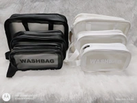 Wash Bag Pouch for Travel Kit Toiletry Bag Cosmetic Bag Make Up Box for Brushes, Accessories with Handle, Large Capacity Translucent Waterproof Travel Storage Mini Size - LARGE