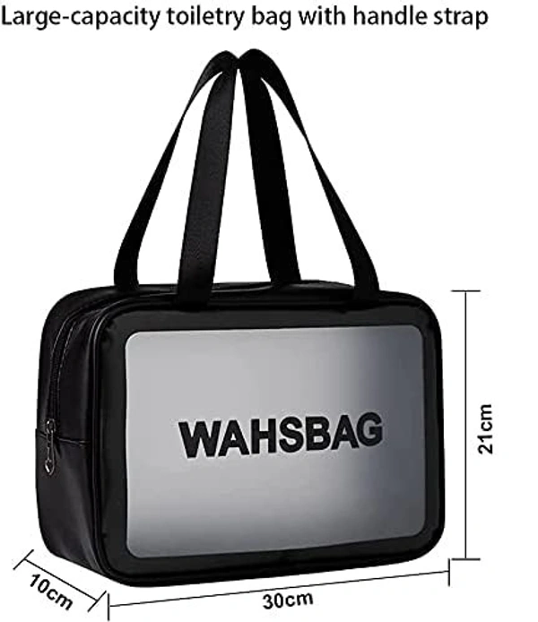 Wash Bag Pouch for Travel Kit Toiletry Bag Cosmetic Bag Make Up Box for Brushes, Accessories with Handle, Large Capacity Translucent Waterproof Travel Storage Mini Size - LARGE