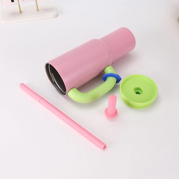 Stylish Double Wall Travel Bottle | Insulated BPA Free Tumbler Cup with Straw | Leak Proof Hot & Cold Reusable Mug (Multicolour)