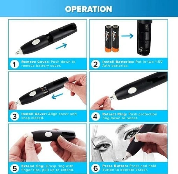 Electric Eraser, Automatic Portable Rubber Pencil Electric Eraser with 17 Eraser Refills,Battery Operated Eraser for Artist Drawing, Painting, Sketching, Drafting Etc