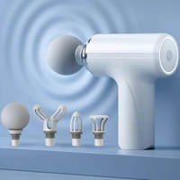 Mini Massage Gun, Portable Handheld Deep Tissue Massager with 4 Interchangeable Heads, White