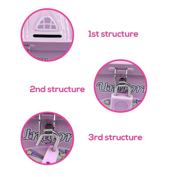 Unicorn Piggy Bank, Hut Shaped Money Box with Lock and Key for Kids, Girls, Boys