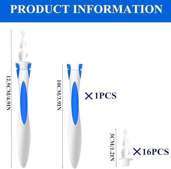 Plastic Ear Wax Vac Remover Kit And Ear Cleaner Smart Swab Easy Earwax Removal with 16 Disposable Soft Tips Ear Wax Cleaner (Smart swab)