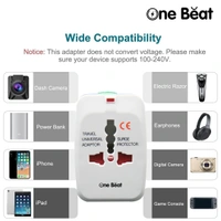 Worldwide Universal Travel Adapter 100V-240V Plug - Worldwide Travel Adapter Compatible in Plugs Used in USA/EU/UK/AU/China/Japan : White