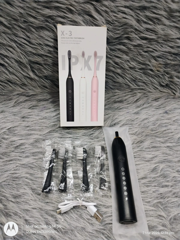 Sonic X3 electrical toothbrush for adults with 6 operating modes, with extra heads