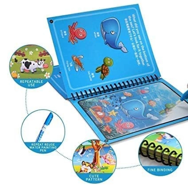 Pack Water Magic Coloring Books with Refillable Pens - No-Mess Water Reveal Activity Book Set for Kids - Reusable & Travel-Friendly