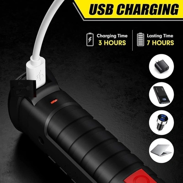 LED Worklight Flashlight, COB Rechargeable Lights with Magnetic Base 360 Degree Rotate and 4 Modes Flood Light Inspection Construction Light for Car Repair, Household and Emergency Use.