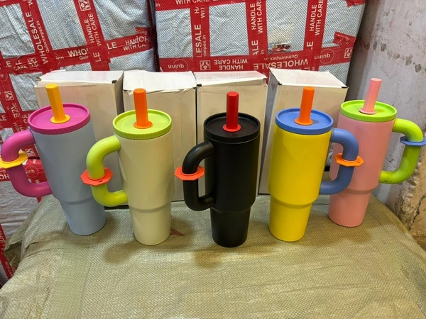 Stylish Double Wall Travel Bottle | Insulated BPA Free Tumbler Cup with Straw | Leak Proof Hot & Cold Reusable Mug (Multicolour)