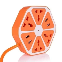 USB Hexagon Socket with 4 USB Slot and 4 Power Extension Cord Board with Charging Port & 4 US/Indian Socket, Fireproof Spike