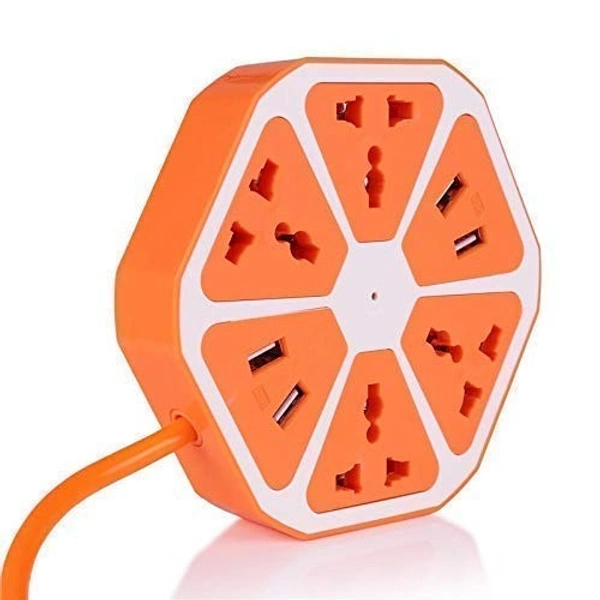 USB Hexagon Socket with 4 USB Slot and 4 Power Extension Cord Board with Charging Port & 4 US/Indian Socket, Fireproof Spike