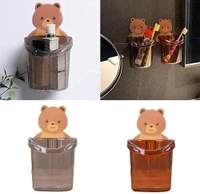 Self Adhesive Wall Mounted Teddy Bear Tooth Brush Holder Multipurpose Teddy Bear Toothbrush Holder Cup with Strong Adhesive Sticker, Stand for Toothpaste, Comb, Brush, Cream
