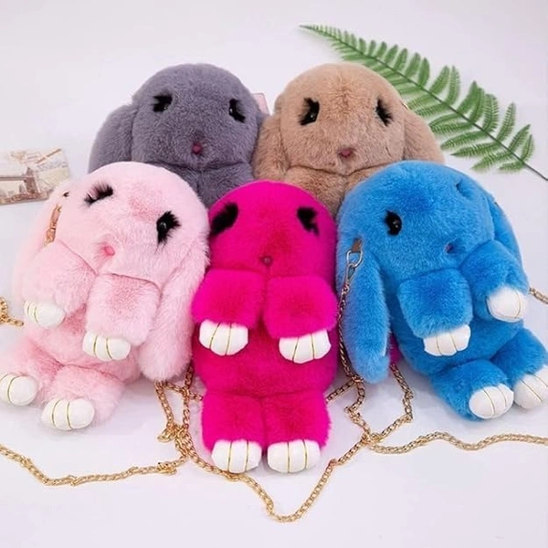 Bag Cute Bunny Plush Crossbody Bag for Girls | Soft Stuffed Animal Shape Shoulder Sling Bag with Chain Strap – Rabbit Purse for Kids & Teens