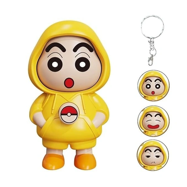 Shinchan Face Changing Keychain – 3D Cartoon Character Key Holder with 3 Expressions, Cute ABS Toy Keyring for Bags, Cars, Gifts, Kids & Adults