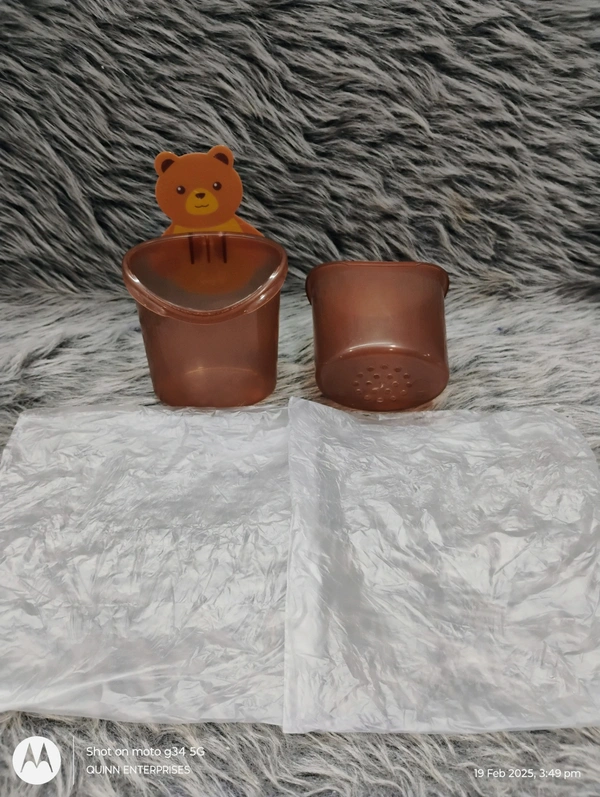 Self Adhesive Wall Mounted Teddy Bear Tooth Brush Holder Multipurpose Teddy Bear Toothbrush Holder Cup with Strong Adhesive Sticker, Stand for Toothpaste, Comb, Brush, Cream