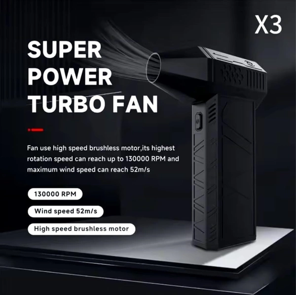 Super Powerful Turbo air Blower | Handheld 3rd Generation Brushless Motor 130000 RPM | 3 Speed | 3000mAh Rechargable | Multi Usage for Car | Home | Workshop | Electrical Works