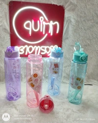 900ML Motivational Water Bottle with Time Markings Clear Plastic with Flip-Top Lid, Hourly Hydration Tracker