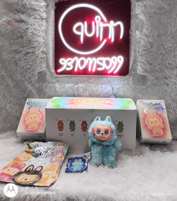 Labubu 3rd Gen Action Figure Toy Monster Bunny Plush Keychain, Soft Furry Doll Toy, Rainbow Eyes, Creepy Smile, Bag Charm