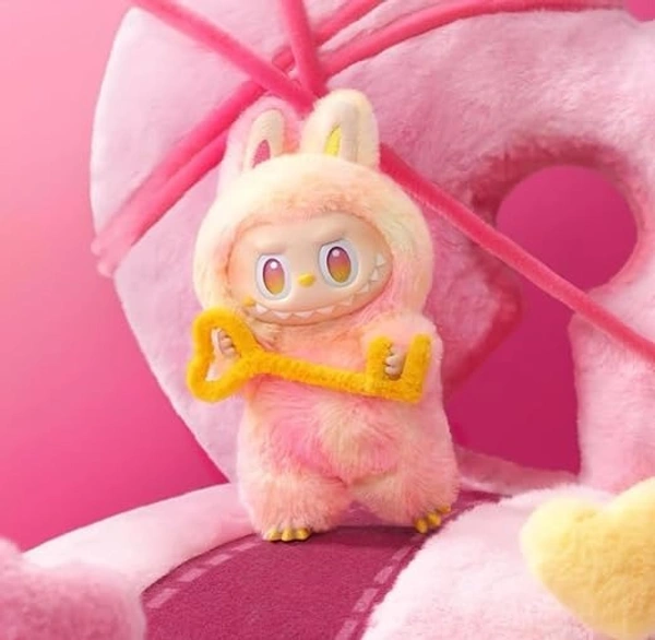 Labubu 3rd Gen Action Figure Toy Monster Bunny Plush Keychain, Soft Furry Doll Toy, Rainbow Eyes, Creepy Smile, Bag Charm