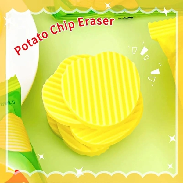  Chips Potato Chips Erasers for Kids - Rectangular Yellow Vinyl Eraser