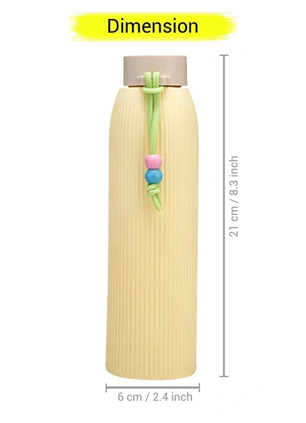 Glass Silicone Water Bottle – Leak Proof, BPA Free, Non-Toxic, Reusable & Foldable Water Bottle for Office, Gym, School, Travel & Outdoors Brand: NeonMicro