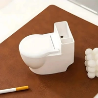 Toilet Ashtray - Quirky White Ceramic Toilet-Shaped Cigarette Holder for Bathroom, Funny Novelty Gift