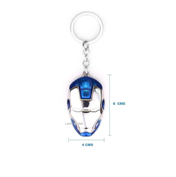 Iron Man Face Mask Silver-Blue Marvel Avengers Superhero Metallic Keyring Key Chain