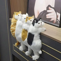 Cute Hanging Cat Decor for Desk & Table | Realistic Fluffy Cat Figurine | Cat Lover Gift | Home, Study & Computer Table Decor | Soft Toys for Baby Boys and Girls (White)