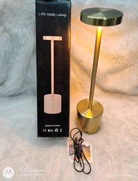 Modern Wireless LED Table Lamp Rechargeable Touch Control Lamp with Gold Metal Finish, Dimmable Warm Light for Home, Office, and Bedside